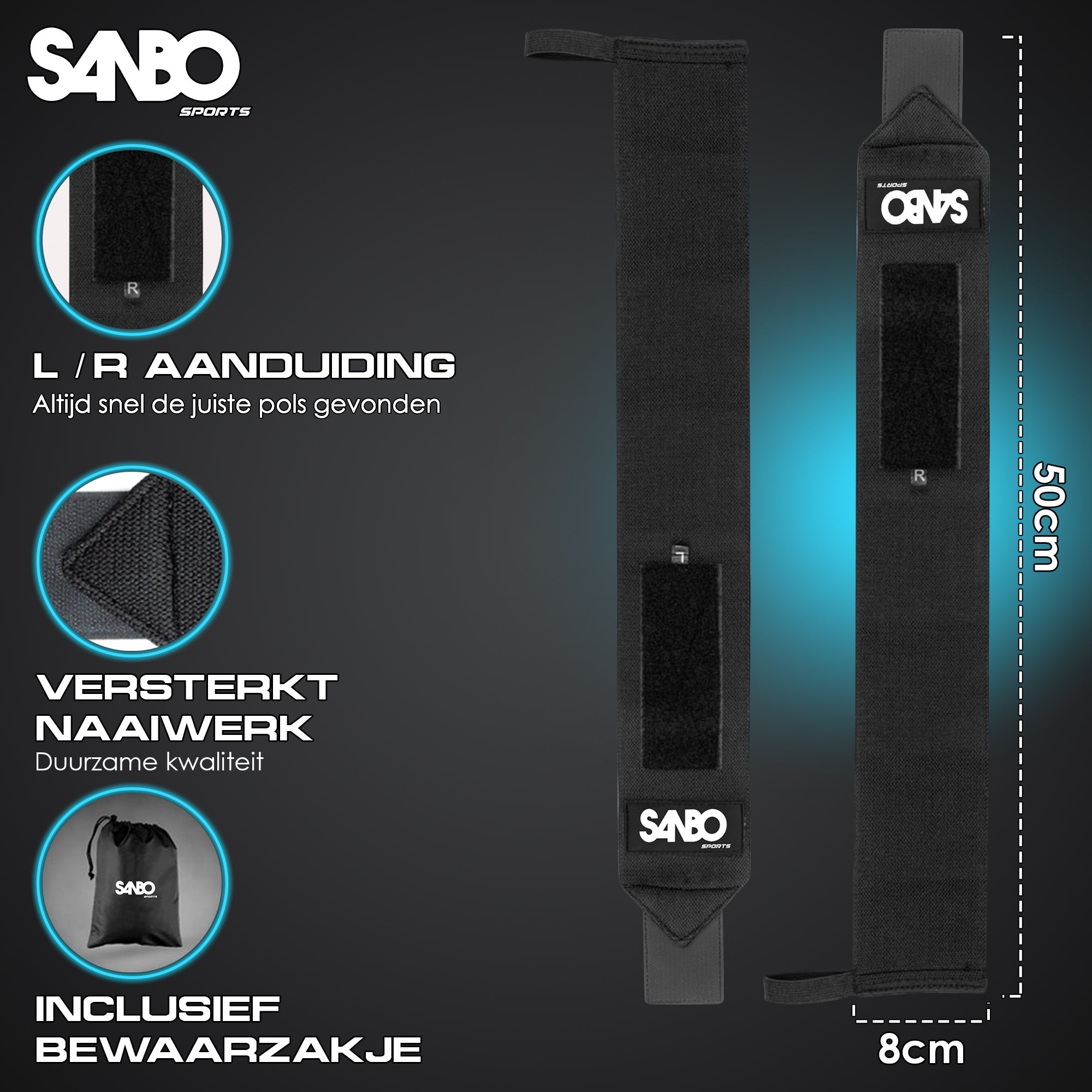Sanbo 2x Fitness & CrossFit Polsbanden - Wrist Wraps Elastisch - SANBO Sports