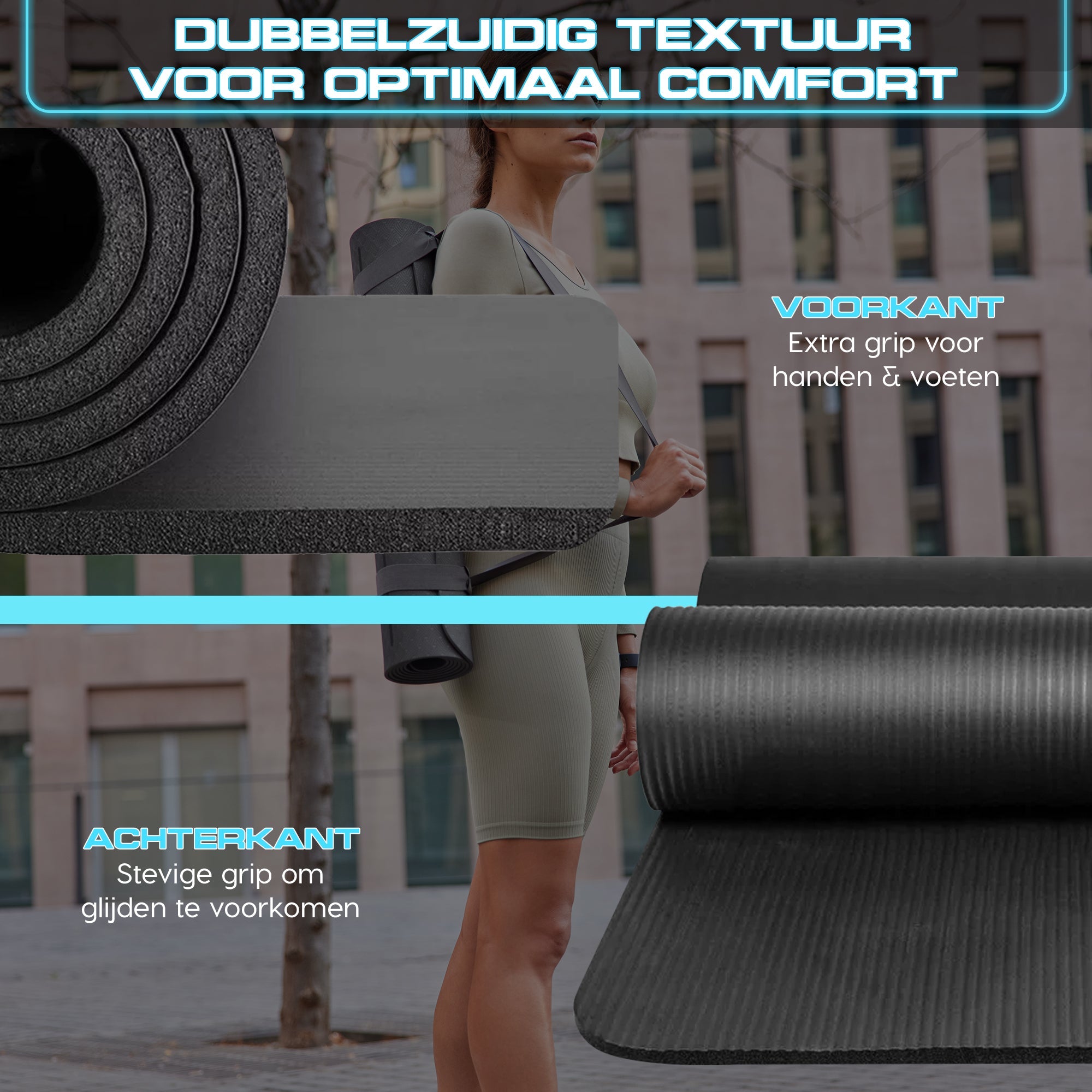 Sanbo Yoga Mat - Incl. Luxe Draagtas - Incl. App Met Uitleg - 183 x 61 x 0,8 cm - Extra Dik 8mm - SANBO Sports