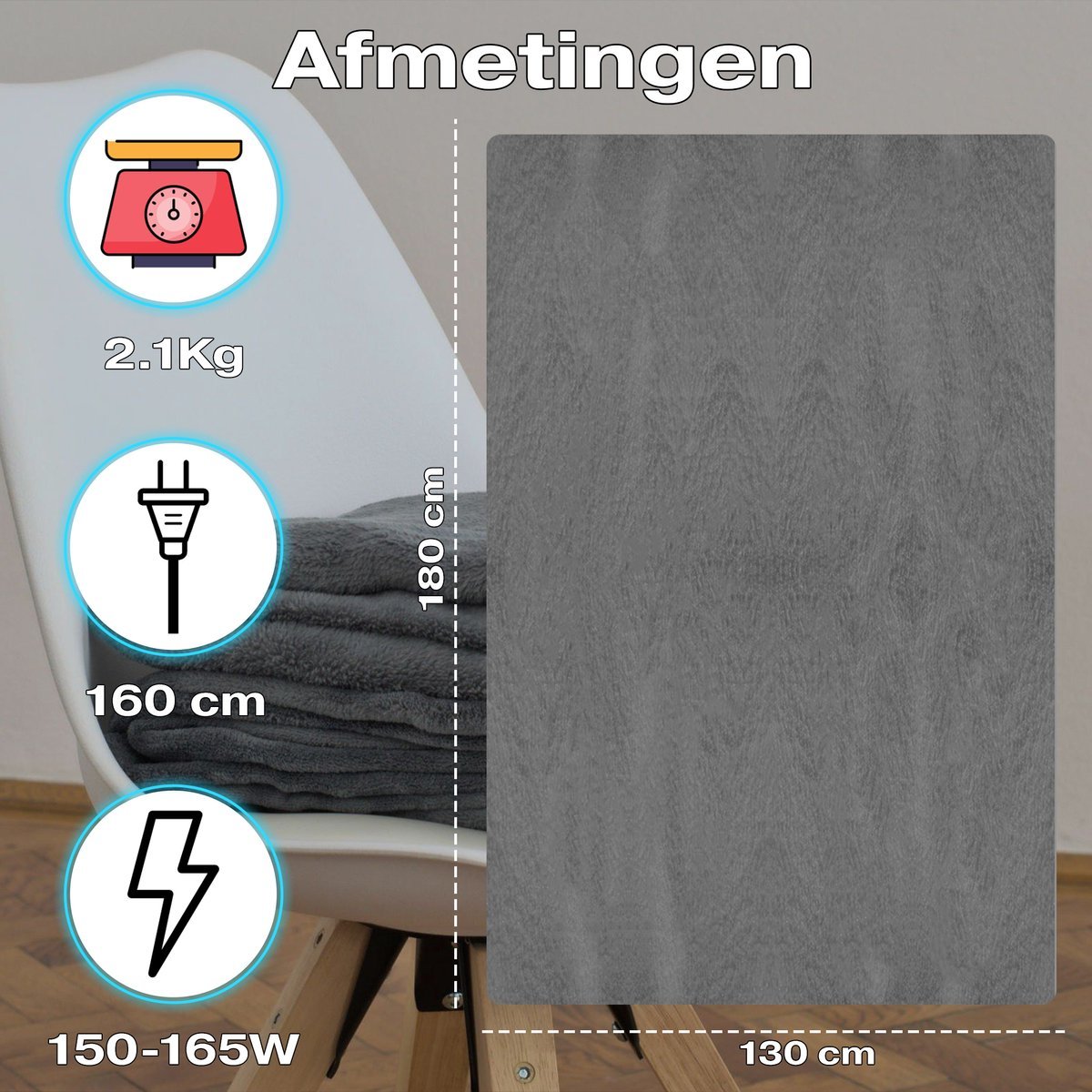 Sanbo Elektrische Deken - 180 x 130 cm - Wasmachinebestendig - SANBO Sports