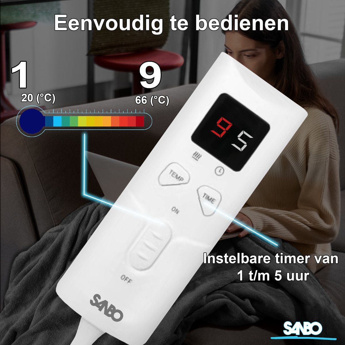 Sanbo Elektrische Deken - 180 x 130 cm - Wasmachinebestendig - SANBO Sports