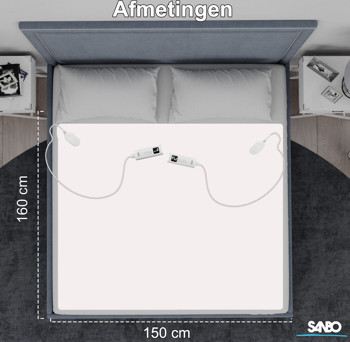 Sanbo Elektrische Deken - 2 Persoons - 150 x 160 cm - Wasmachinebestendig - Onderdeken - 7 Standen - Met Hoekelastieken - SANBO Sports