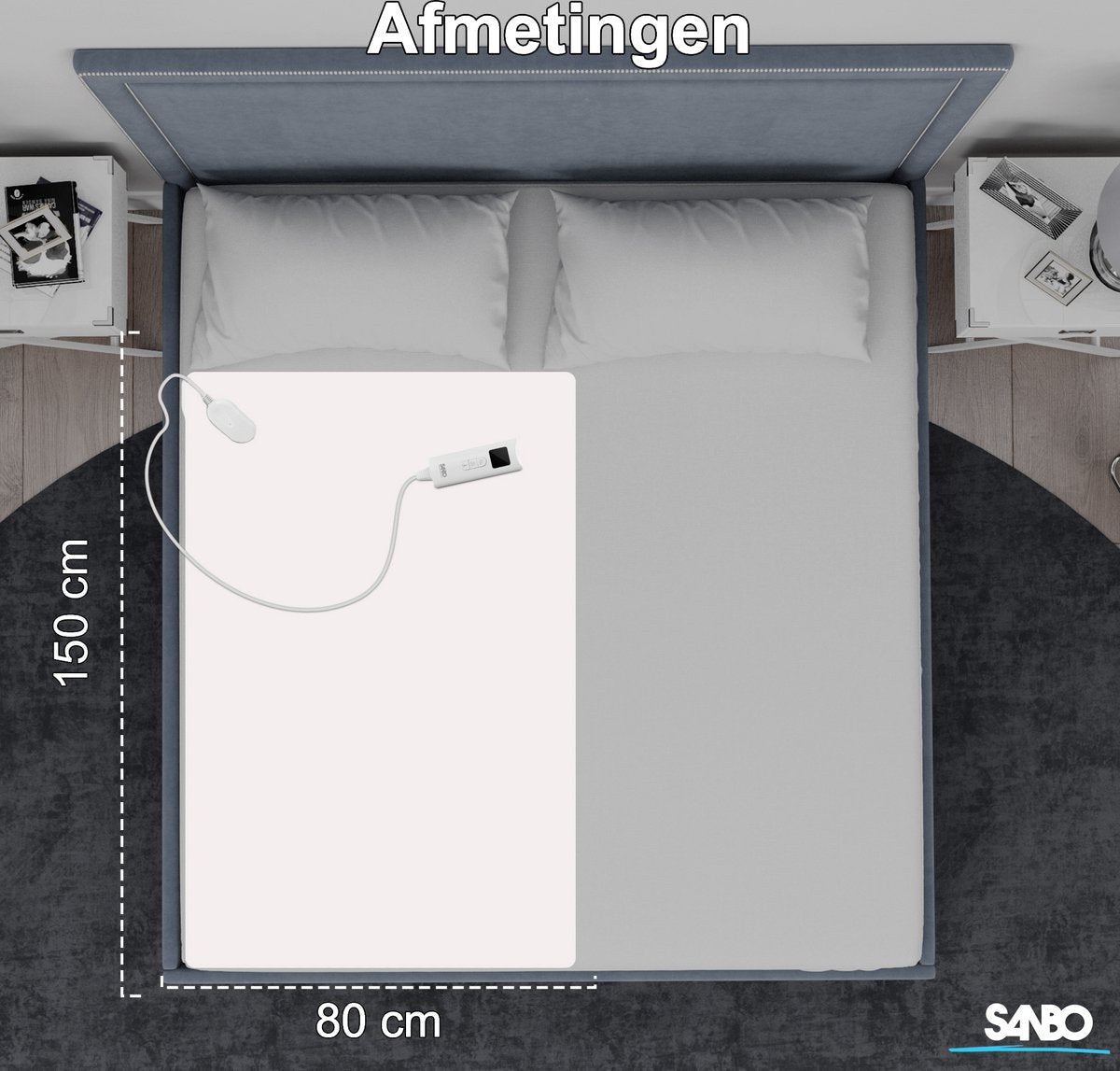 Sanbo Elektrische Deken - Wasmachinebestendig - Onderdeken - 150 x 80 cm - 7 Standen - Met Hoekelastieken - 1 Persoons - SANBO Sports