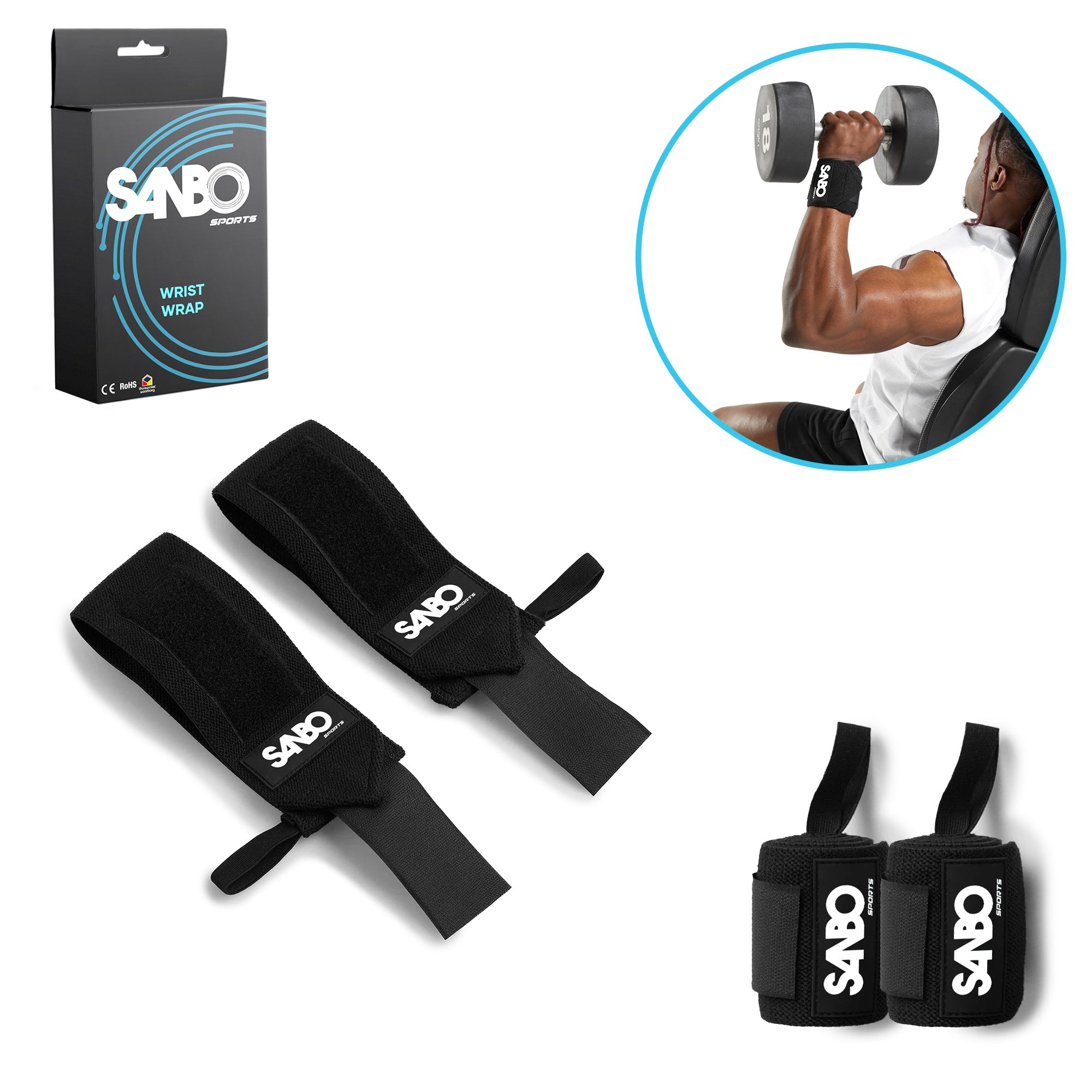 Sanbo 2x Fitness & CrossFit Polsbanden - Wrist Wraps Elastisch - SANBO Sports