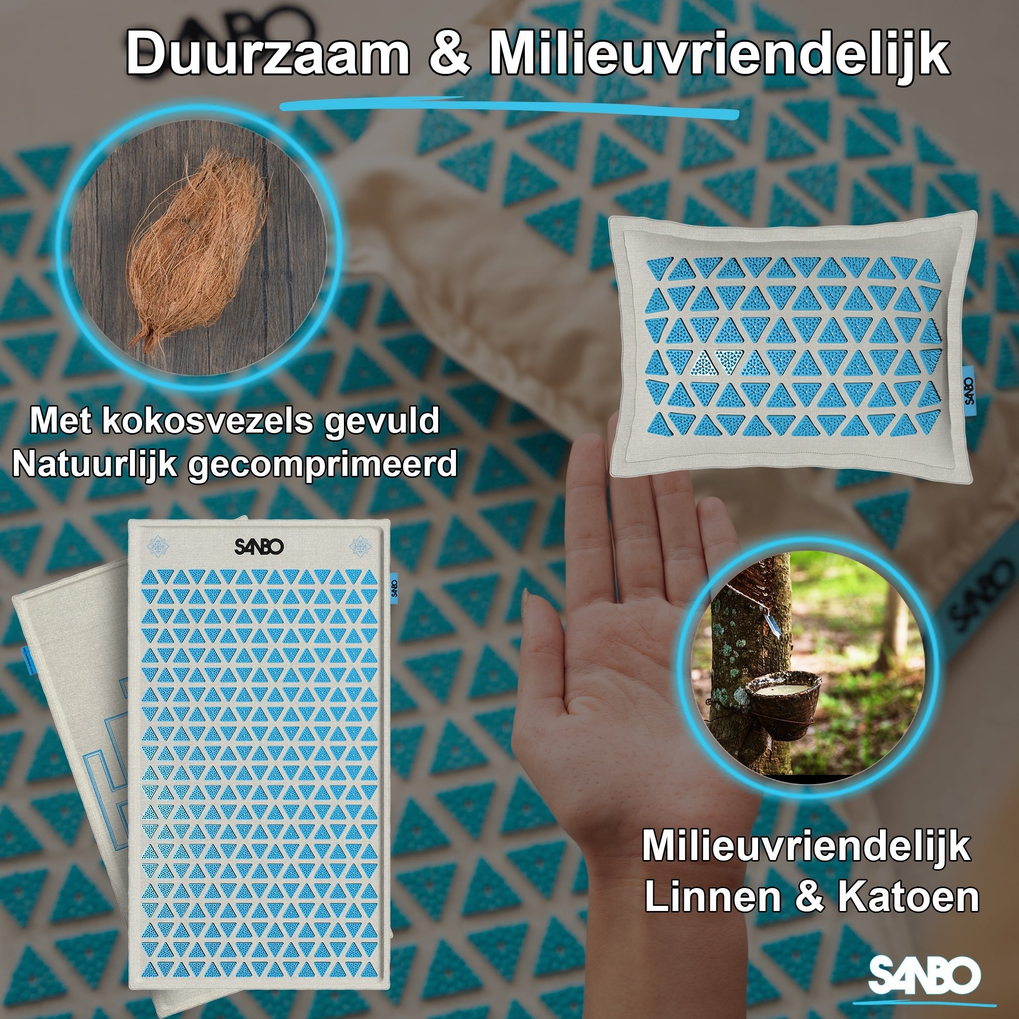 Sanbo Acupressuur Mat Pro met Kussen - 78x42 cm - 100% Kokosvezel - SANBO Sports
