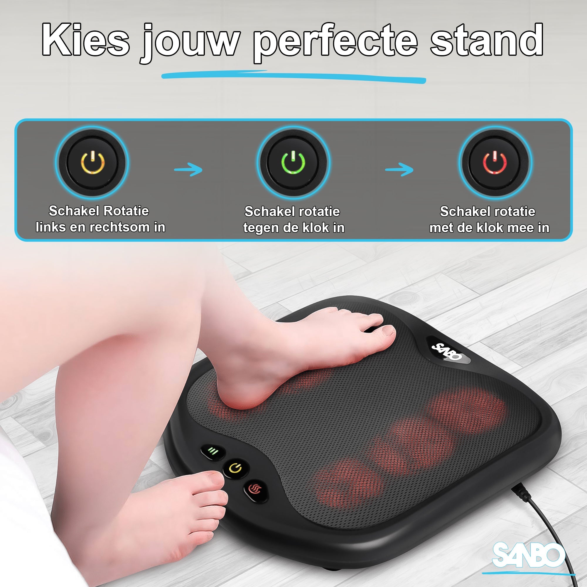 Sanbo Voetmassage Apparaat - Massageapparaat - 18 Shiatsu Massagekoppen - SANBO Sports