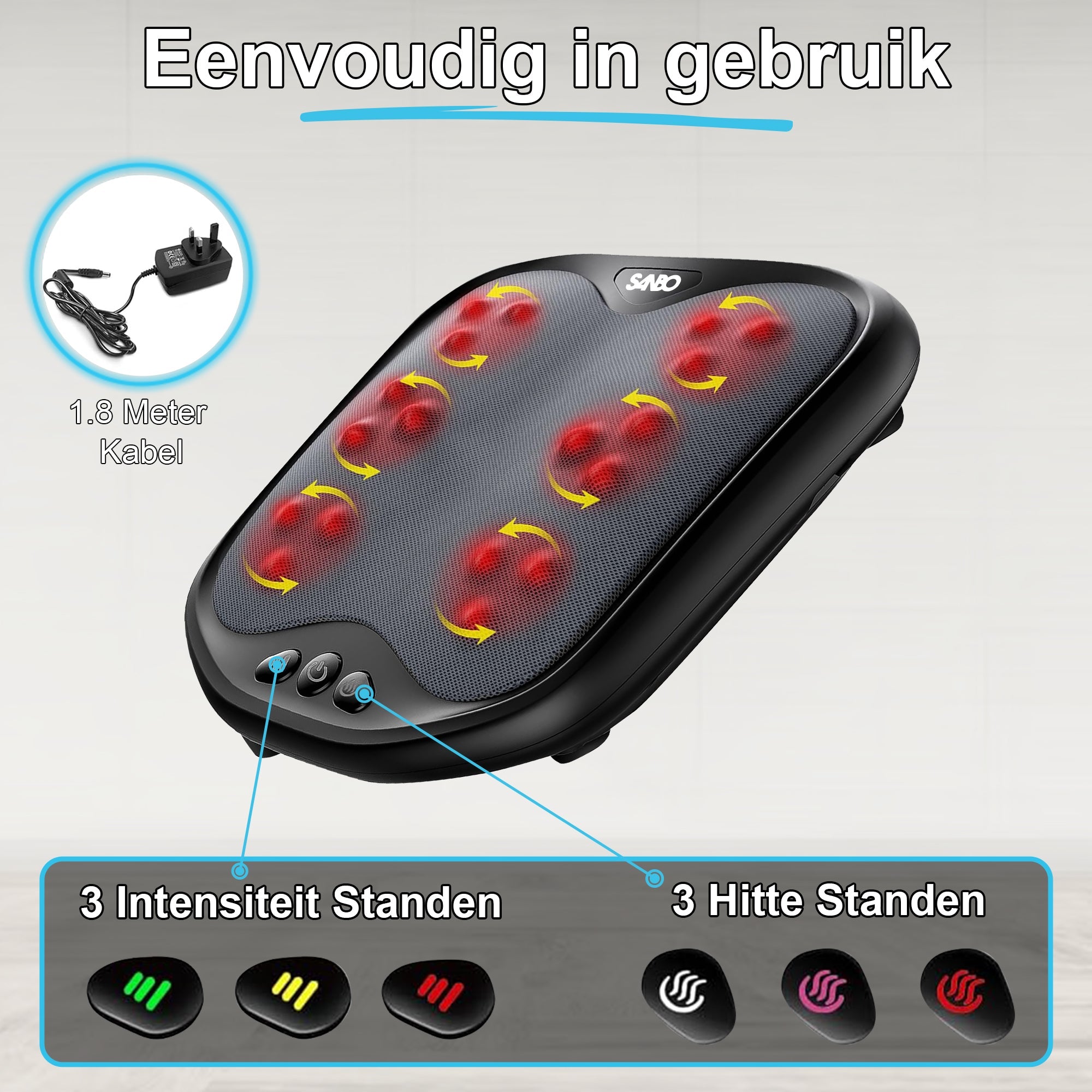 Sanbo Voetmassage Apparaat - Massageapparaat - 18 Shiatsu Massagekoppen - SANBO Sports