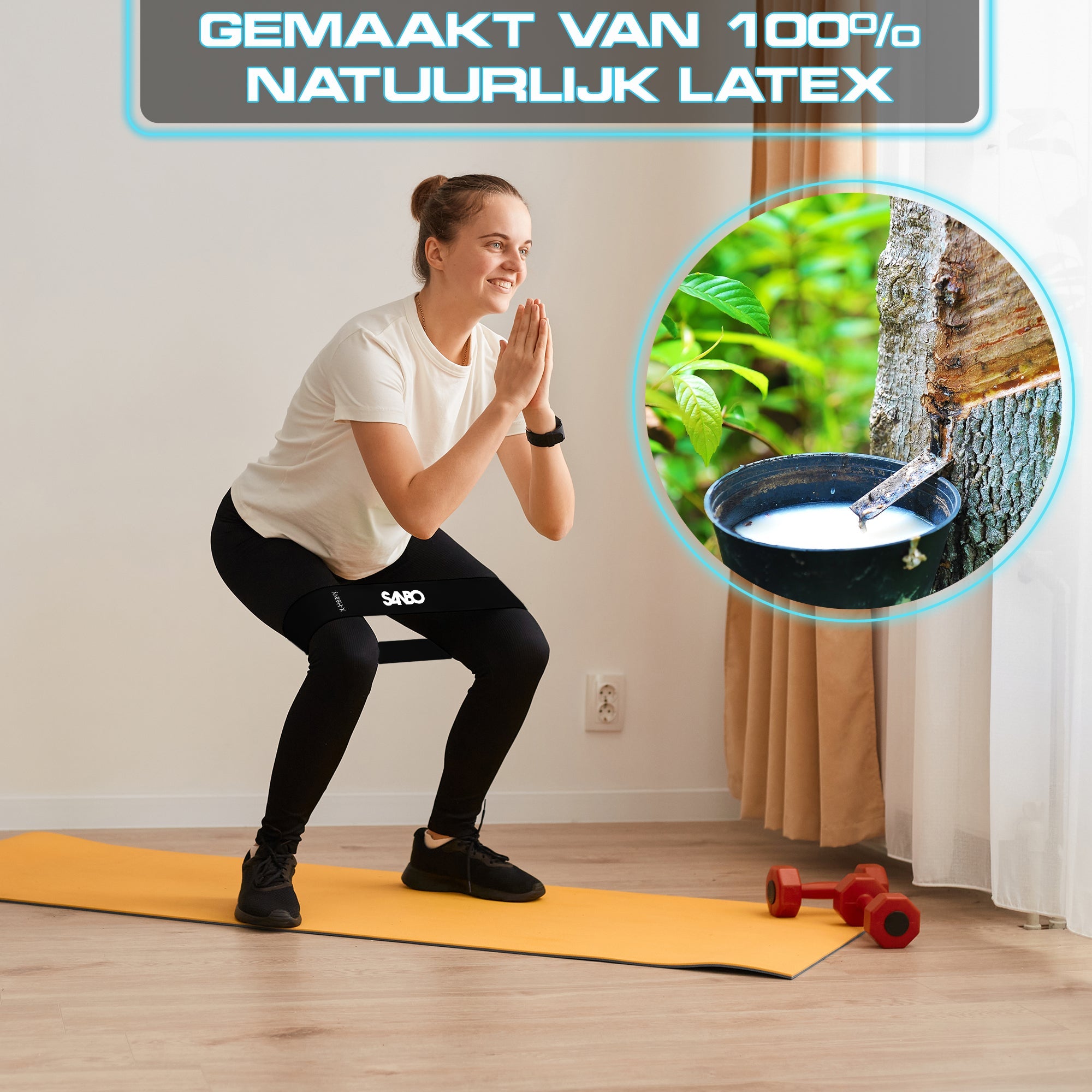 Sanbo Weerstandsbanden set van 5 stuks - Extra sterk tot 18kg - Incl. opbergzakje - 100% Natuurlijk Latex - SANBO Sports