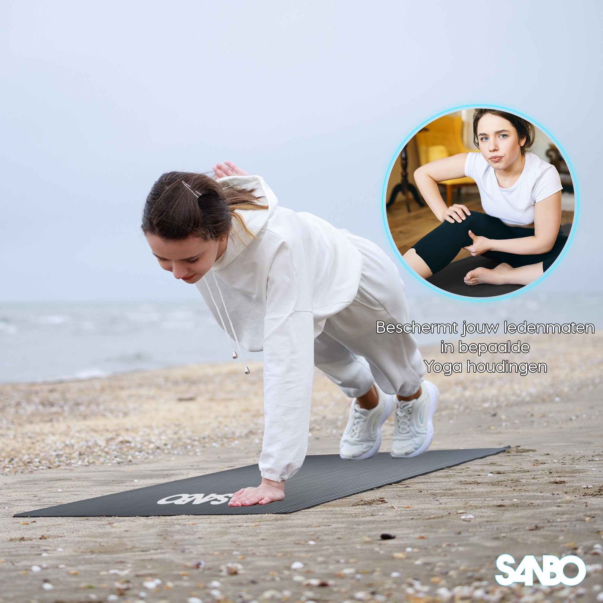 Sanbo Yoga Mat - Incl. Luxe Draagtas - Incl. App Met Uitleg - 183 x 61 x 0,8 cm - Extra Dik 8mm - SANBO Sports